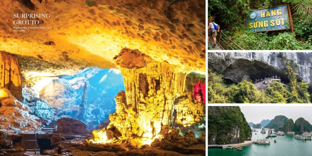 Surprising Cave – one of the largest and most beautiful caves in Halong Bay.
