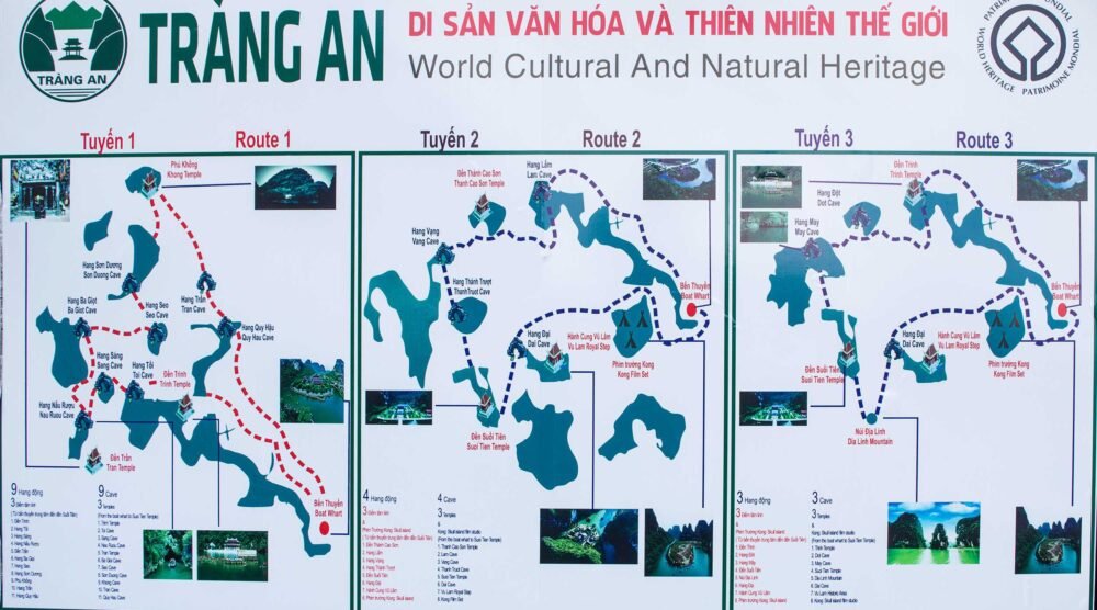 Bản đồ các tuyến tham quan tại Tràng An