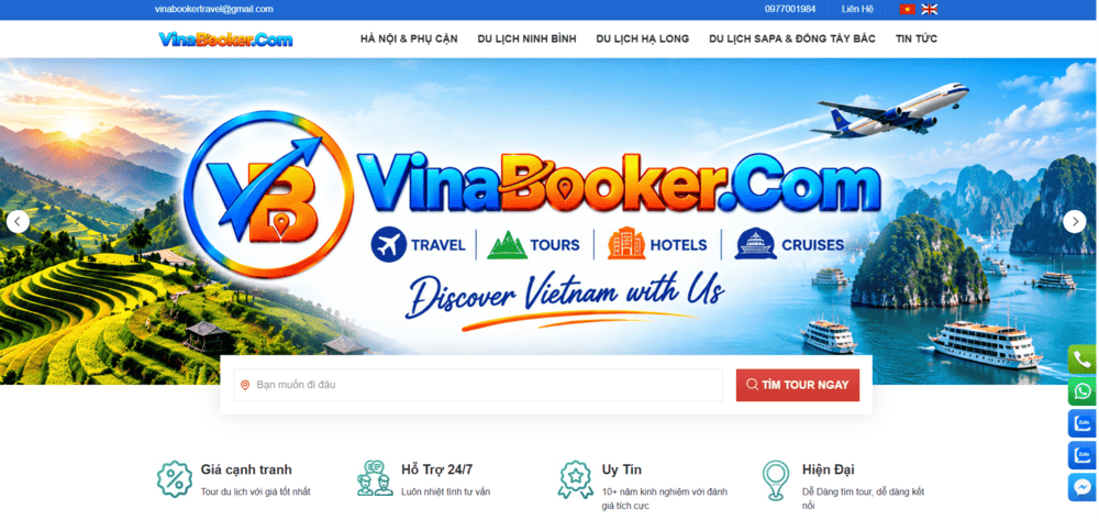 Giao diện Website chính thức của VinaBooker